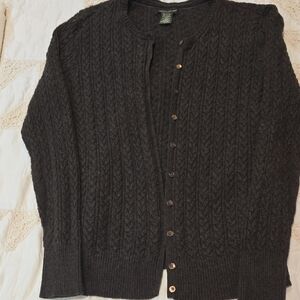 Eddie Bauer Womens Dark Brown Button Up Cardigan